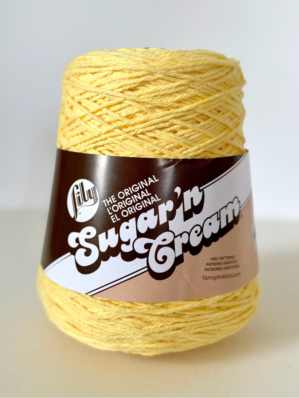 Lily Sugar'n Cream 100% Cotton Worsted 4 Medium Cone Yarn Yellow 14oz